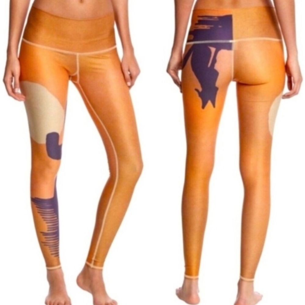 Teeki Coyote Moon Leggings with Cactus Design In Sunset Size Large